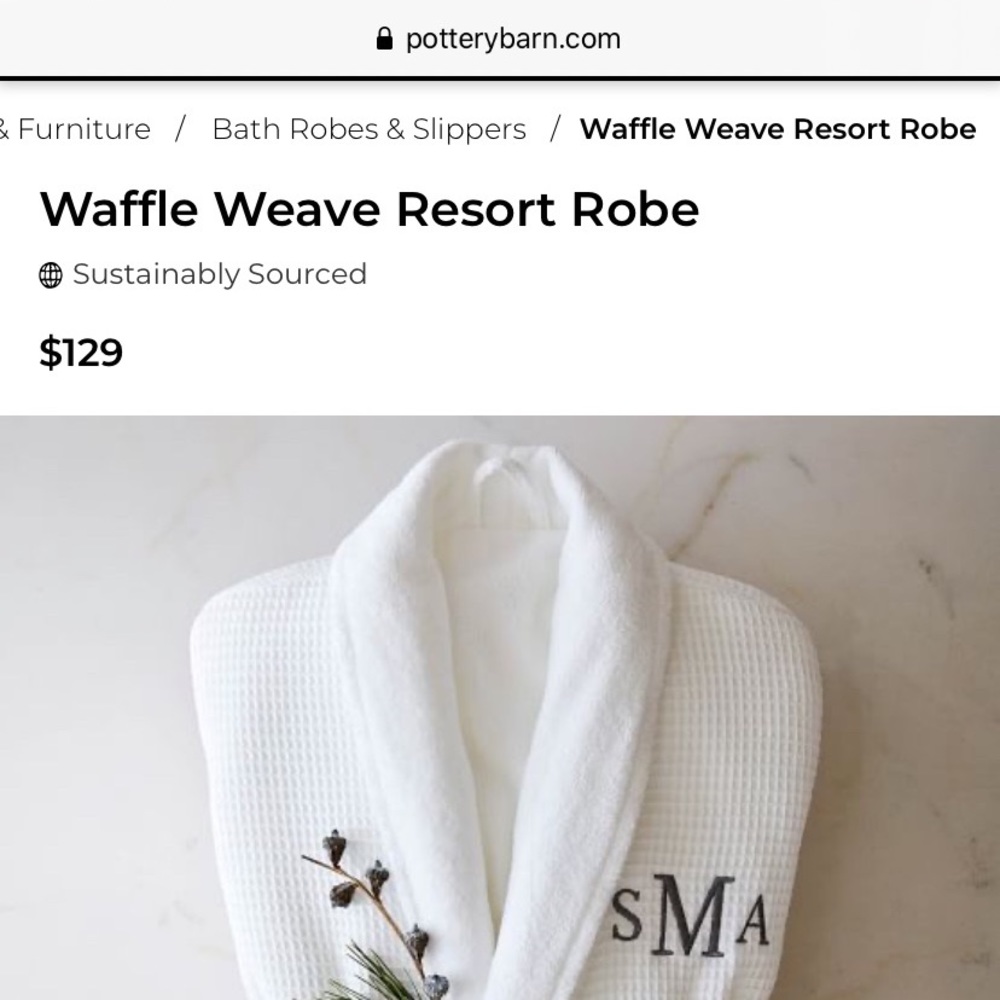 Pottery Barn Lined Waffle Weave Resort Robe L & XL - Picture 8 of 8